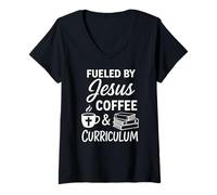 Mujer La madre cristiana de educación en casa alimentó el plan de estudios del café de Jesús Camiseta Cuello V