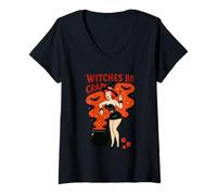 Mujer La Magia de Halloween de Witches Be Crazy Camiseta Cuello V
