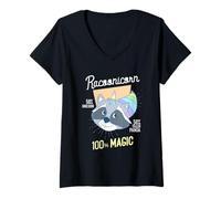 Mujer La Magia de los mapaches reúne a los mapaches de los Amantes de los Unicornios Camiseta Cuello V