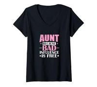 Mujer La Mala Influencia de la tía es Gratis Camiseta Cuello V
