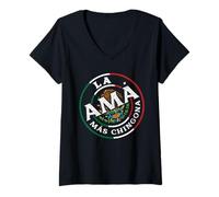 Mujer La Mama Mas Chingona Spanish Latinx Funny Mexican Saying Camiseta Cuello V