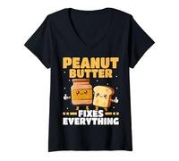 Mujer La Mantequilla de maní lo arregla Todo Amante de la Mantequilla de maní Camiseta Cuello V