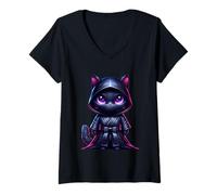 Mujer La Maravilla cósmica del Gato Encapuchado de Galaxy Eyes Camiseta Cuello V