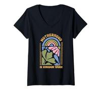 Mujer La maternidad es el trabajo del reino, el día retro del día, Camiseta Cuello V