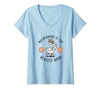 Mujer La Maternidad es lo más Divertido de Hood Mama Goose Needs Coffee Camiseta Cuello V
