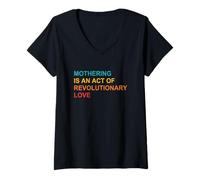 Mujer La Maternidad es un acto de Amor revolucionario Ropa Vintage Camiseta Cuello V