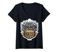 Mujer La Mecánica Cristiana Es Mi Ministerio Versículo Bíblico Dios Camiseta Cuello V