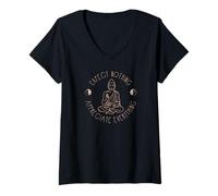 Mujer La meditación del Buda Yin Yang no espera nada Camiseta Cuello V