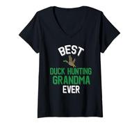 Mujer La Mejor Abuela Cazadora de Patos de la Historia Camiseta Cuello V