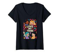Mujer La Mejor Amiga de Galentines Crew Love My Tribe Cute para Mujer Camiseta Cuello V