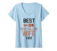Mujer La Mejor Esposa Que Llama Pato Nunca Caza de Patos Camiseta Cuello V
