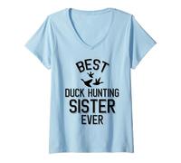 Mujer La Mejor Hermana de Caza de Patos Camiseta Cuello V