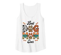 Mujer La mejor mamá de Dog Mom Ever, Cute Mama, Estampado Occidental con Patas de Leopardo Camiseta sin Mangas