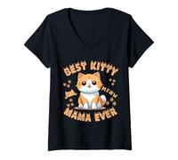 Mujer La Mejor mamá de Gatos de Todos los Tiempos La Mejor mamá de Gatitos de la Historia Camiseta Cuello V