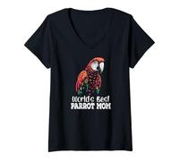 Mujer La mejor mamá loro del mundo Ara Macao Guacamayo escarlata Dueño de mascota Camiseta Cuello V