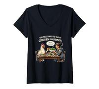 Mujer LA Mejor Manera DE CENAR Pollo Camiseta Cuello V