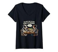 Mujer LA Mejor Manera DE CENAR Vaca Camiseta Cuello V