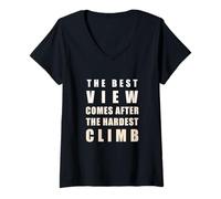 Mujer La mejor vista llega después de la escalada más dura Camiseta Cuello V