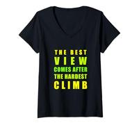 Mujer La mejor vista llega después de la escalada más dura Camiseta Cuello V