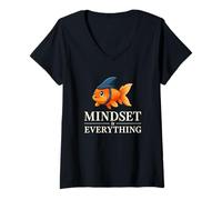 Mujer La mentalidad empoderadora Divertida de Goldfish es Todo Inspirador Camiseta Cuello V