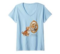 Mujer La mentalidad es Todo Inspirador Gato Tigre Camiseta Cuello V