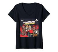 Mujer La meowfia ataca de Nuevo el cómic de la Mafia del Gato Camiseta Cuello V
