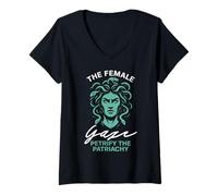 Mujer La Mirada Femenina petrifica el patriachy Camiseta Cuello V