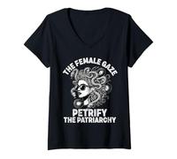 Mujer la Mirada Femenina petrificar el patriarcado Medusa Feminisit Camiseta Cuello V
