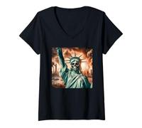 Mujer La muerte de la Estatua de la Libertad resiste el declive de la democracia estadounidense Camiseta Cuello V