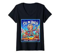 Mujer La música barroca Siempre está de Moda Bach Compositor Humor Camiseta Cuello V