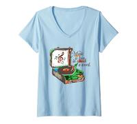 Mujer La música es Amor en Busca de una Palabra Tocadiscos Vintage Camiseta Cuello V