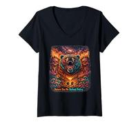 Mujer La Naturaleza no Tiene devoluciones Política Oso Camping Senderismo Vintage Salvaje Camiseta Cuello V