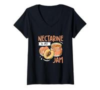 Mujer La nectarina es mi mermelada divertida fruta de nectarina Un amante de la nectarina Camiseta Cuello V