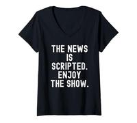 Mujer la noticia está escrita Disfruta del espectáculo Sarcastic Observational Camiseta Cuello V