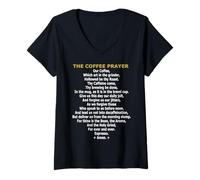 Mujer La oración del café: Divertida Parodia de Adicto a la cafeína y Barista Camiseta Cuello V