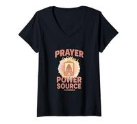 Mujer La oración es mi fuente de energía, Faith + Energy Minimal Clothing Camiseta Cuello V