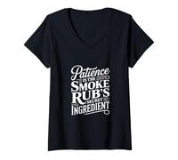Mujer La paciencia es el ingrediente secreto del ahumado Fumar carne Camiseta Cuello V