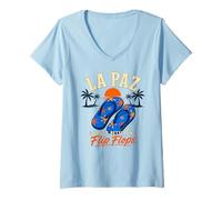 Mujer La Paz Baja México - La Vida es Mejor en Flip Flops Beach Camiseta Cuello V