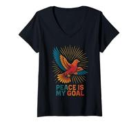 Mujer La Paz es mi Meta Mensaje Motivacional Camiseta Cuello V