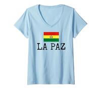 Mujer La Paz País Bolivia Viaje Familiar Boliviano Hombres Mujeres Camiseta Cuello V
