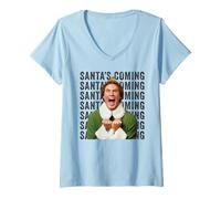 Mujer La película de Navidad de Elf Ferrell Ferrell Buddy Santa Claus Classic Fun Camiseta Cuello V