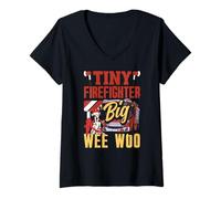 Mujer La pequeña Aventura en camión de Bomberos de Wee Woo Squad Fire Camiseta Cuello V
