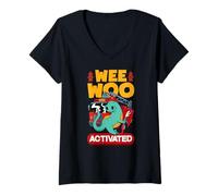 Mujer La pequeña Aventura en camión de Bomberos de Wee Woo Squad Fire Camiseta Cuello V