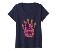 Mujer La pequeña Suciedad no Hace daño a Mud Run Mudder Queen Mudding Kid Camiseta Cuello V