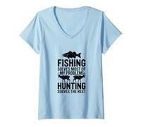 Mujer ¡La Pesca Resuelve la mayoría de mis Problemas! Camiseta Cuello V
