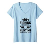 Mujer La Pesca Resuelve la mayoría de mis Problemas Camiseta Cuello V