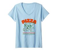 Mujer La Pizza es mi lenguaje de Amor (Gráfico Divertido) Camiseta Cuello V