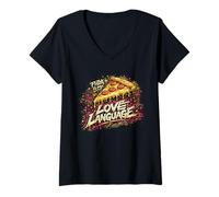 Mujer La Pizza Es Mi Lenguaje del Amor Camiseta Cuello V