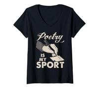 Mujer La poesía es mi Deporte Poeta Escritora Escritura Creativa Camiseta Cuello V