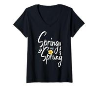 Mujer La Primavera ha surgido Feliz Pascua Ostara Bendiciones Eostre Pagano Camiseta Cuello V